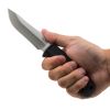 Field Knife Fixed 4" Satin Plain Clip Point Blade Thermoplastic Rubber Handles GRN Sheath