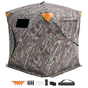 Hunting Blind, 270° See Through Ground Blind, 2-3 Person Pop Up Deer Blind for Hunting with Carrying Bag, Portable Resilient Hunting Tent