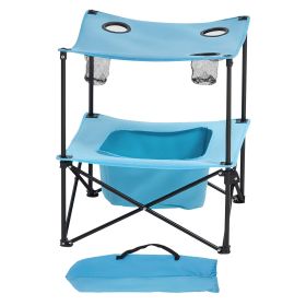 Folding Camping Table, Portable Outdoor Lightweight Picnic Table, 600D Oxford Fabric Waterproof Canvas Travel Beach Tables, with 4 Cup Holders