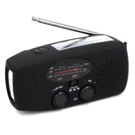Multifunctional Hand Radio Solar Crank Dynamo Powered AM/FM/WB/NOAA Weather Radio Use Emergency LED Flashlight and Power Bank (Ships From: China, Color: black)