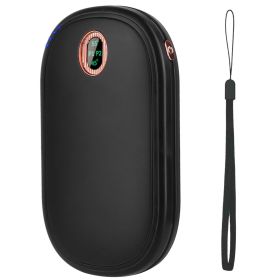 Rechargeable Hand Warmer Electric Hand Heater Portable Reusable Pocket Warmer Power Bank with Digital Display 2 Levels Double-sided Heating (Color: black)